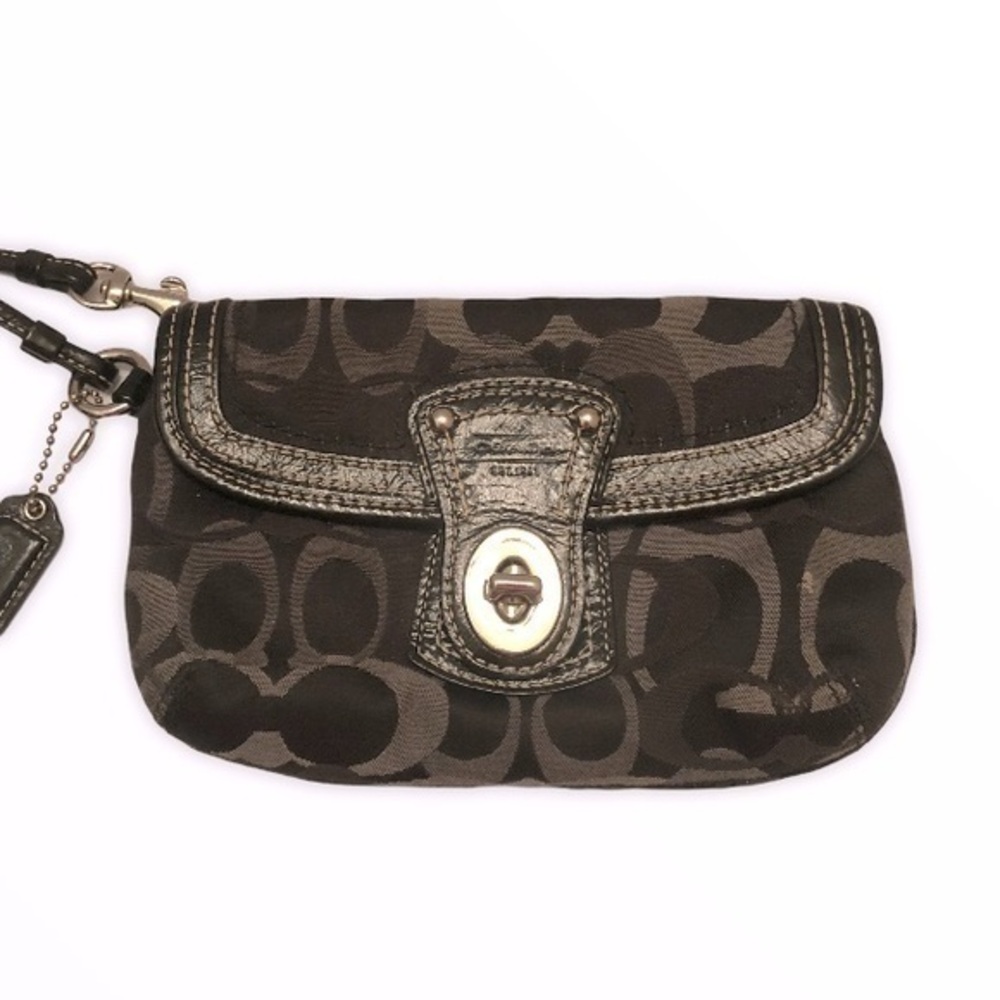 Coach optic black gray wristlet